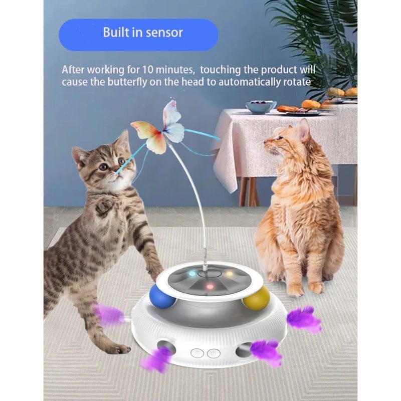 TechnuPet Smart Cat Toys White 3-in-1 Interactive Cat Toy Set