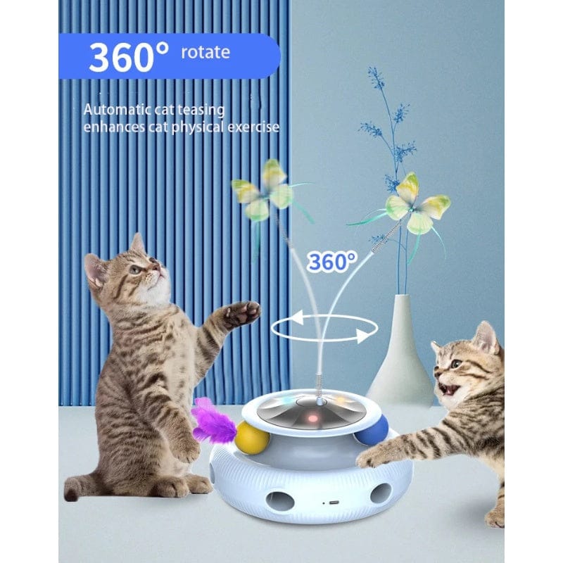 TechnuPet Smart Cat Toys White 3-in-1 Interactive Cat Toy Set