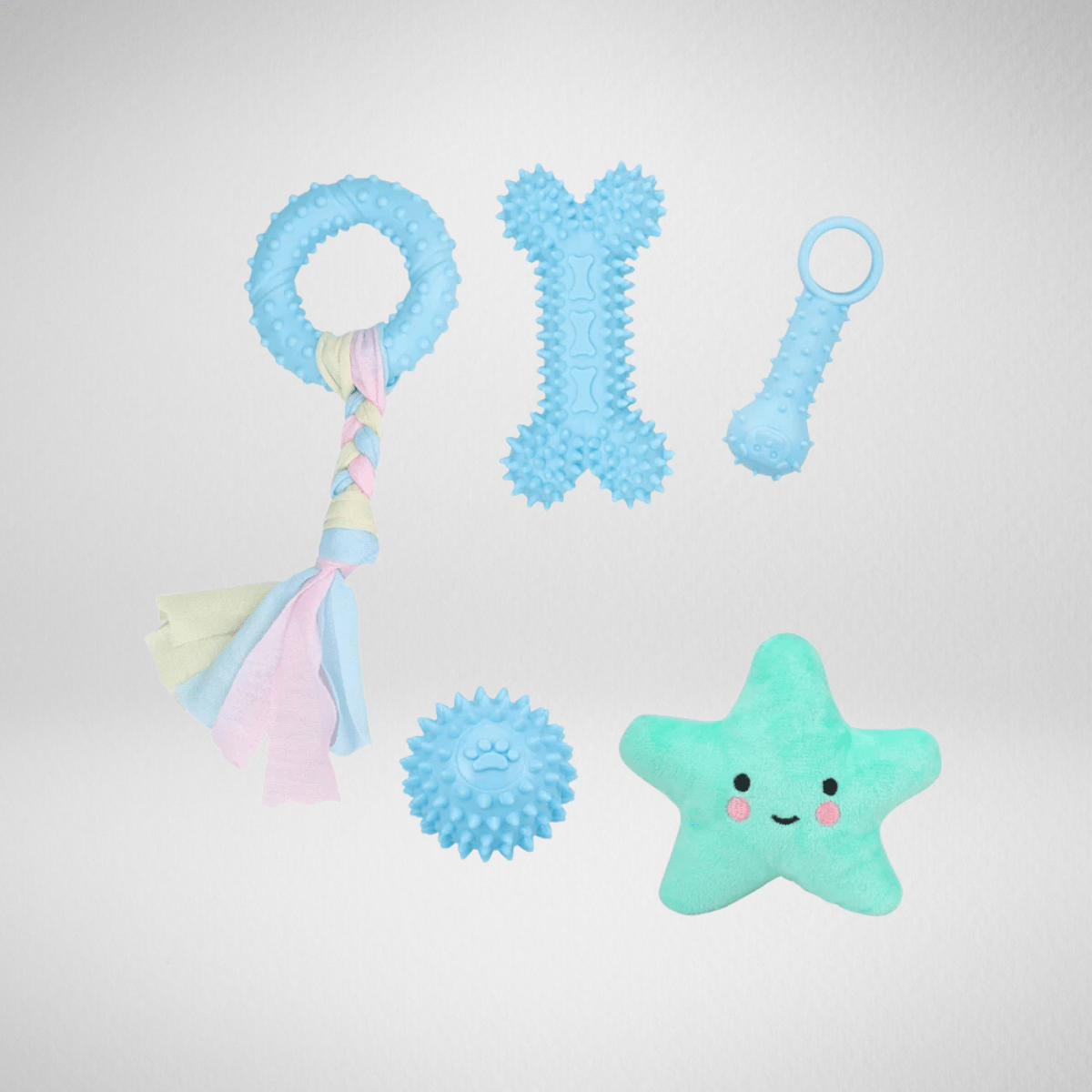 TechnuPet Dog Toys Blue 5-Pack Plush Dog Toys