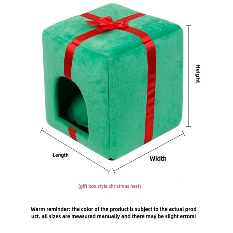 Christmas Tree Cat Bed with Gift Box Design