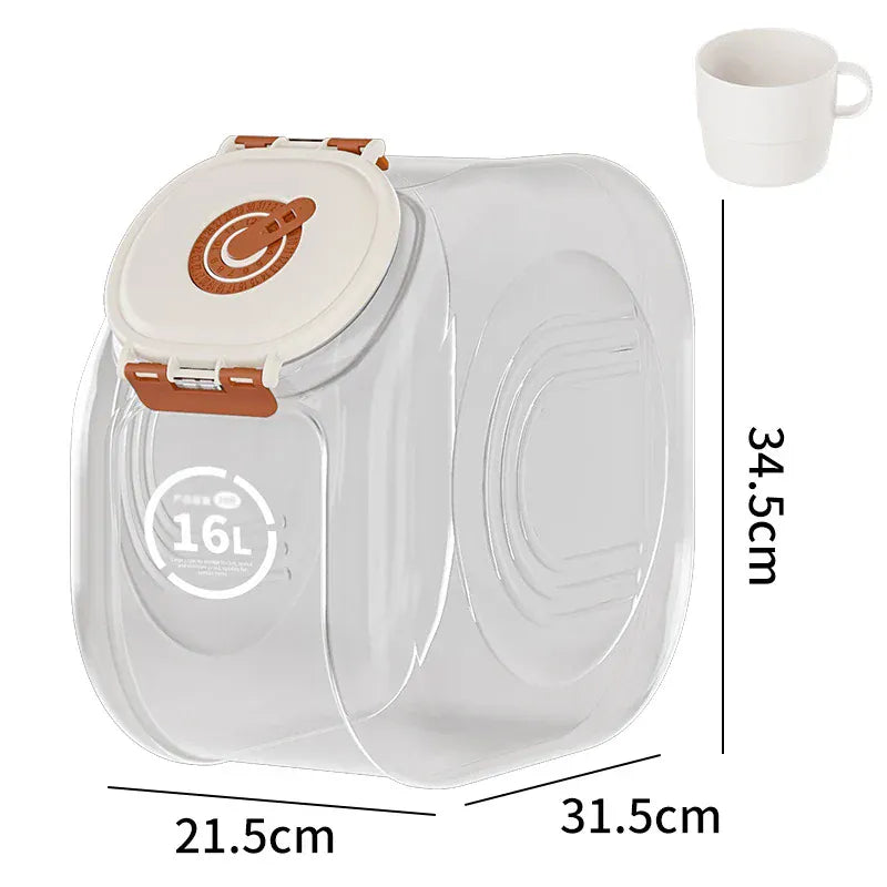 TechnuPet Pet Food Storage Coffee 16L Airtight Pet Food Storage Container – 5/10kg Large Capacity