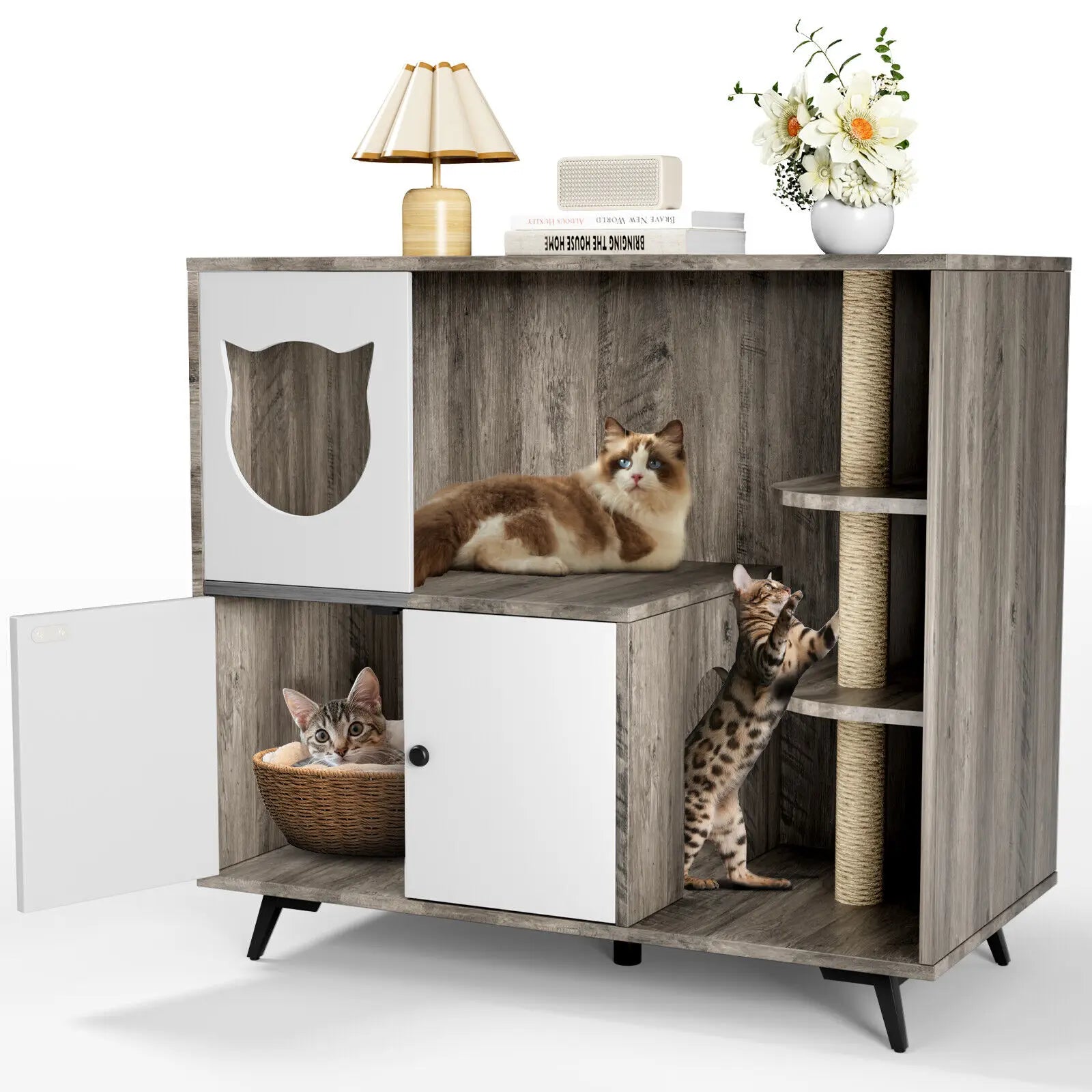 TechnuPet Cat Litters Cat Litter Box Cabinet