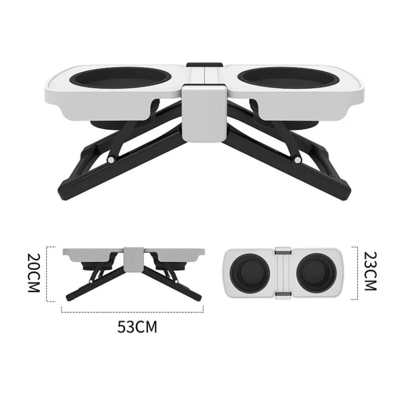 TechnuPet Dog Bowls White Foldable Elevated Double Pet Bowl