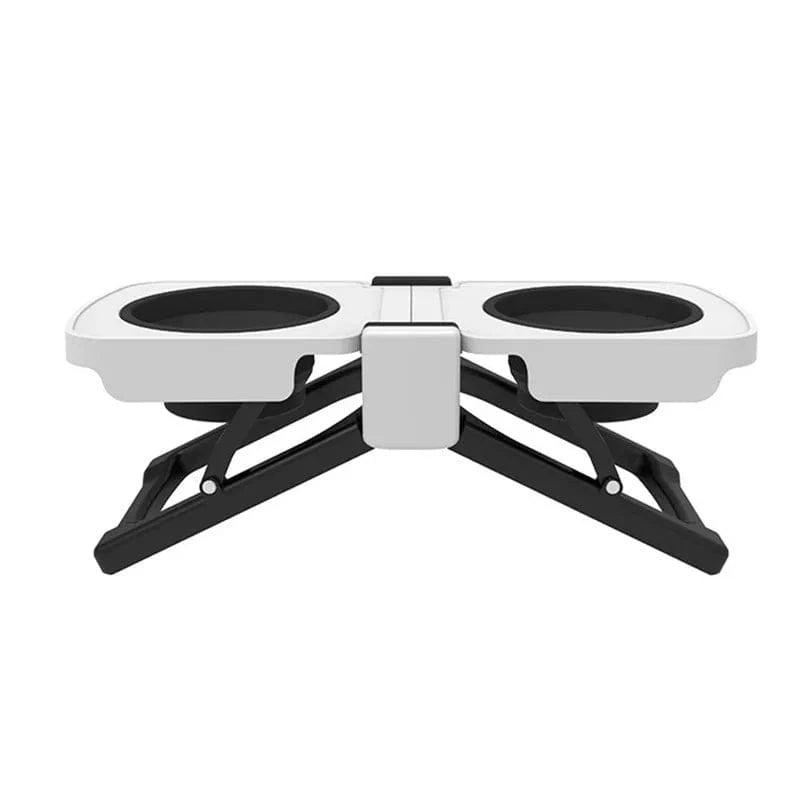 TechnuPet Dog Bowls White Foldable Elevated Double Pet Bowl