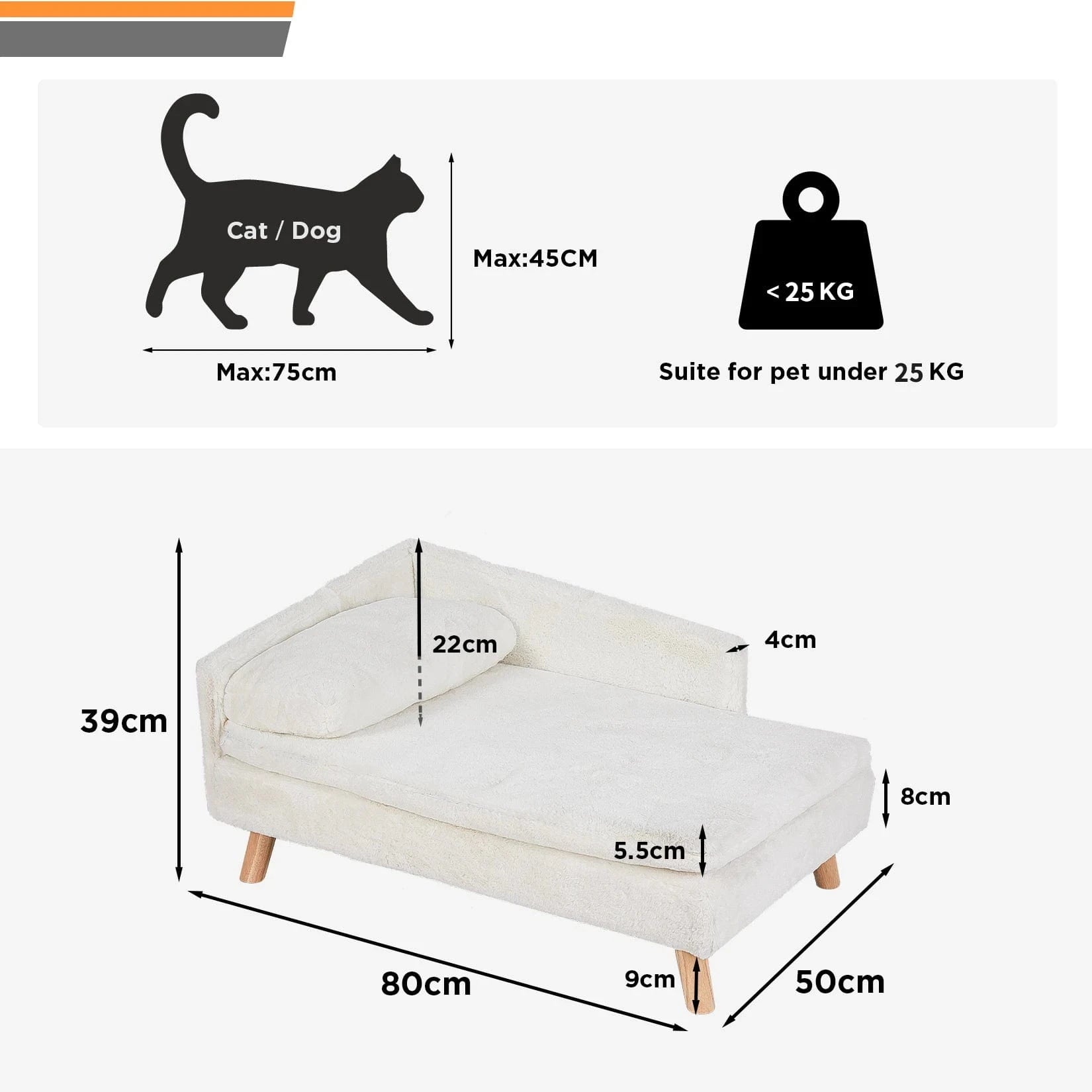 TechnuPet Cat Bed L-Shaped Elevated Pet Sofa