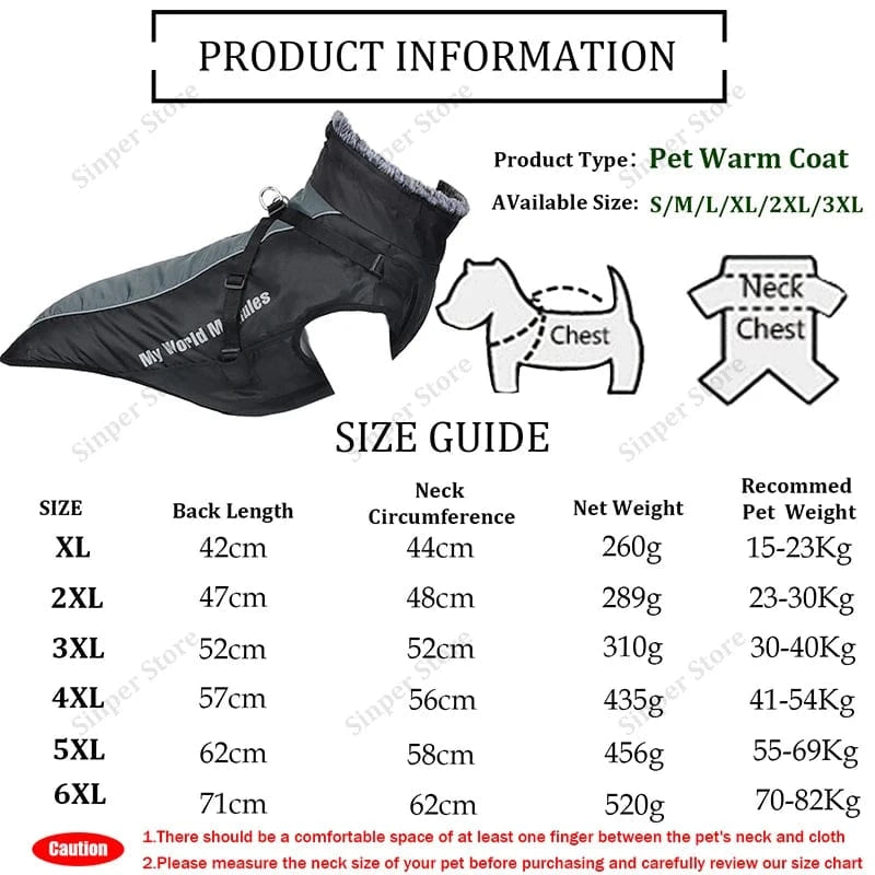 TechnuPet Pet Clothing JY2500173-GY / 5XL Reflective Waterproof Warm Dog Jacket