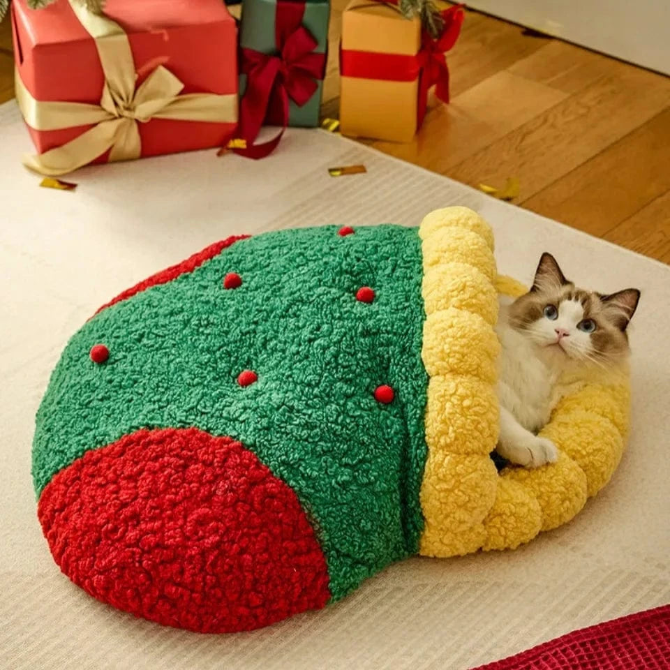 TechnuPet Cat Bed Semi-Closed Christmas Tree Cat & Dog Bed