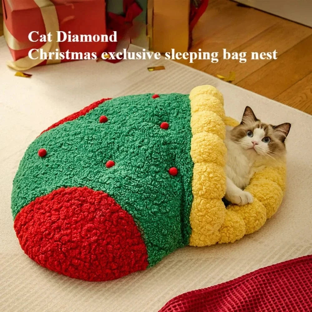 TechnuPet Cat Bed Semi-Closed Christmas Tree Cat & Dog Bed