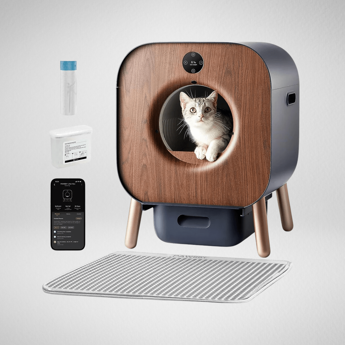 TechnuPet Cat Litters Smart Cat Litter Box with Wood Design