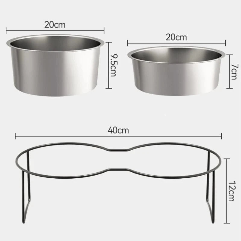 TechnuPet Dog Bowls Stainless Steel Slow Feeder Dog Bowl – Elevated Anti-Slip Stand