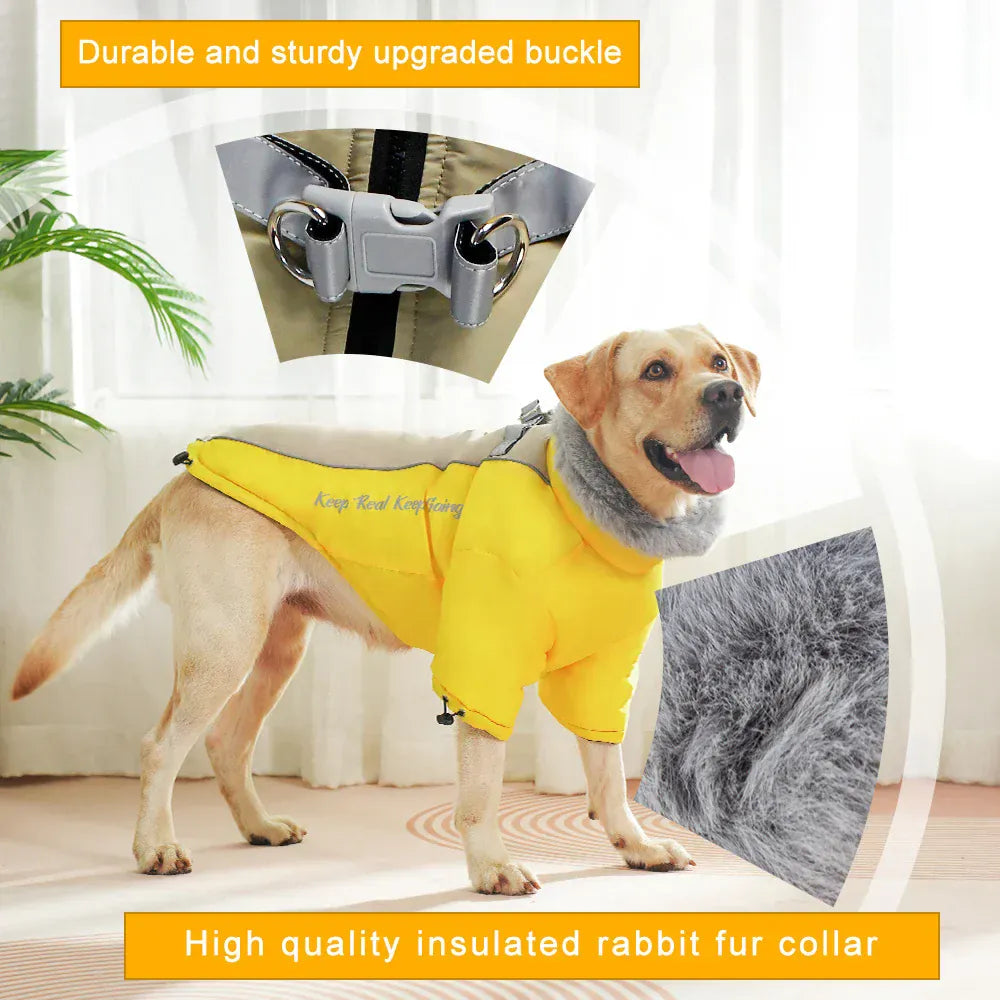 TechnuPet Dog Sweaters Thick Waterproof Warm Dog Coat with Fur Collar