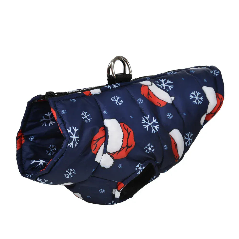 TechnuPet Dog Christmas Outfit Waterproof Christmas Print Dog Jacket Coat