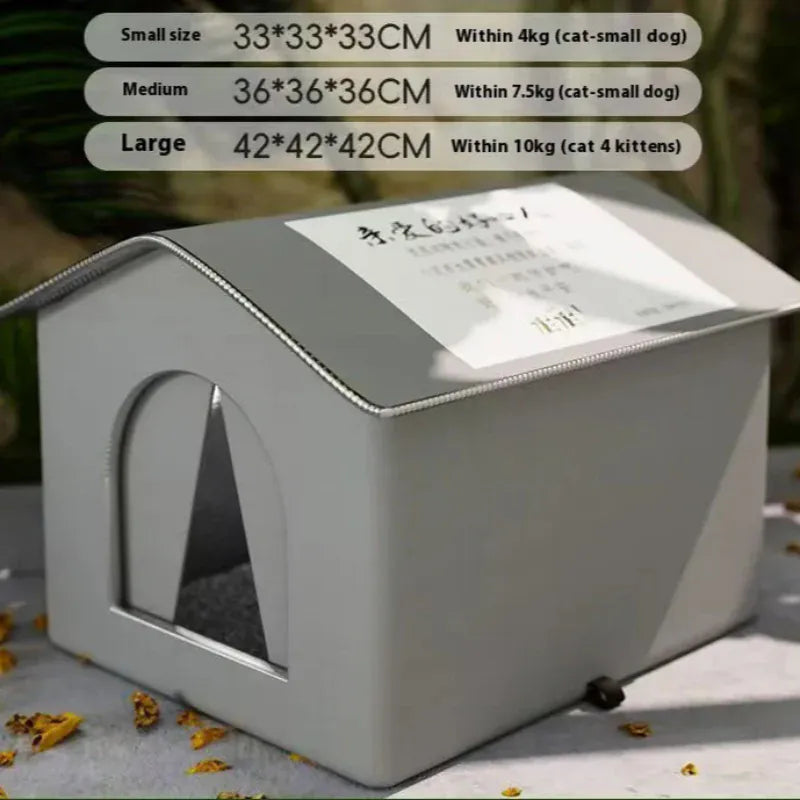 TechnuPet Cat House Gray / S Waterproof Foldable Outdoor Cat House