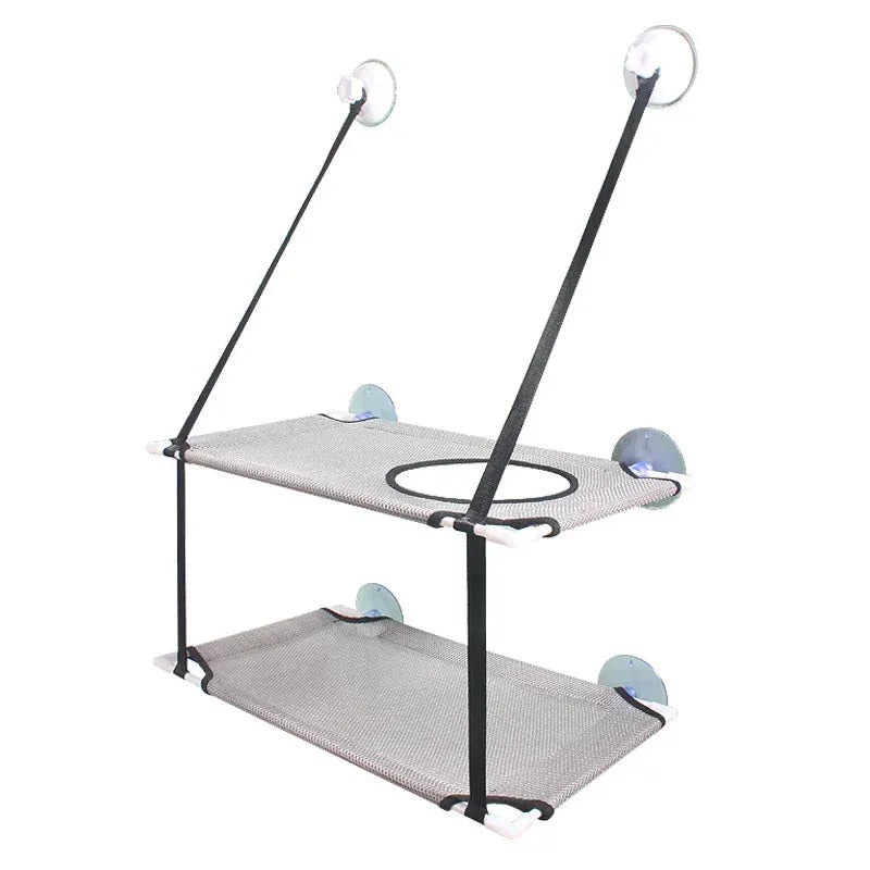 TechnuPet Cat Hammock Grey double layer Window Cat Hammock Suction Mount