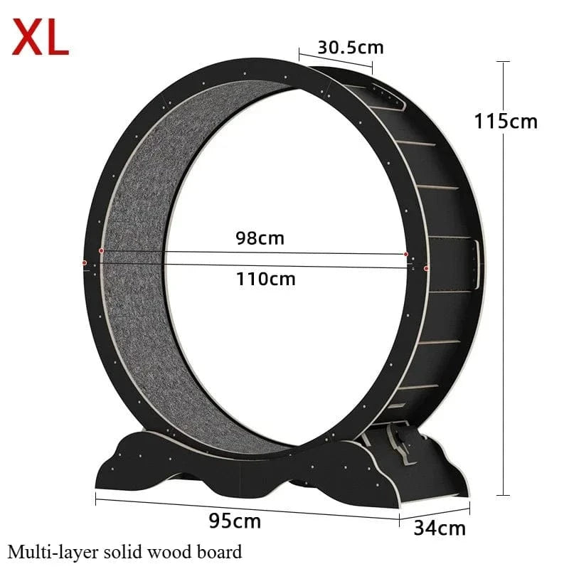TechnuPet Smart Cat Toys Poland / Black - SM XL Wooden Cat Treadmill Exercise Roller