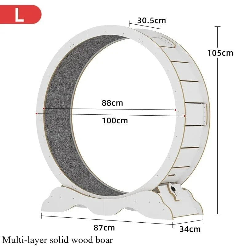 TechnuPet Smart Cat Toys Poland / White - SM XL Wooden Cat Treadmill Exercise Roller