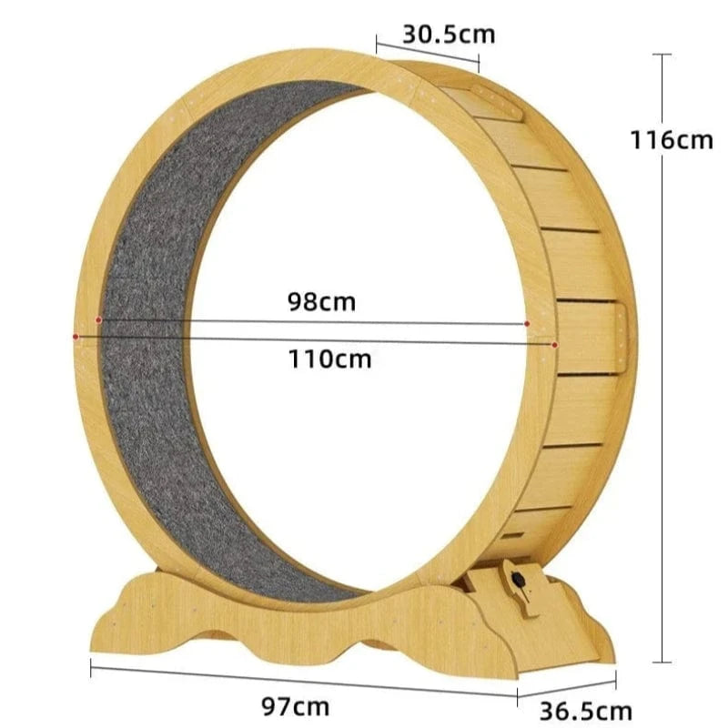 TechnuPet Smart Cat Toys XL Wooden Cat Treadmill Exercise Roller