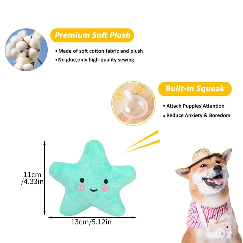 TechnuPet Dog Toys Blue 5-Pack Plush Dog Toys