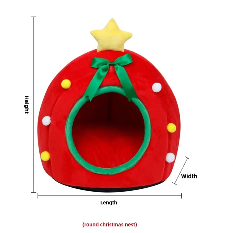 Christmas Tree Cat Bed with Gift Box Design