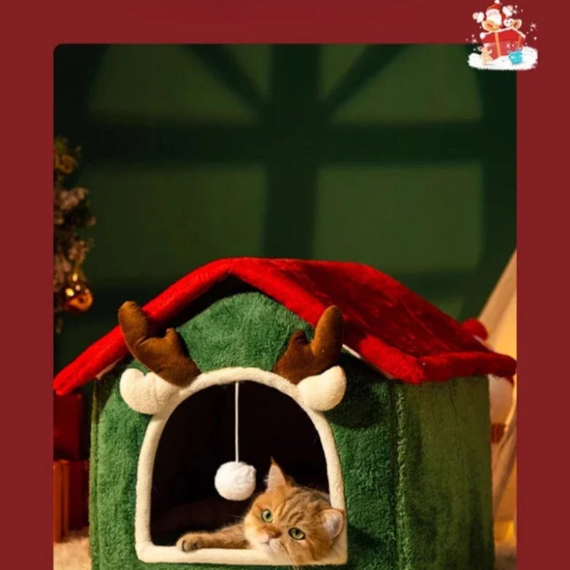 Foldable Christmas Cat House Bed