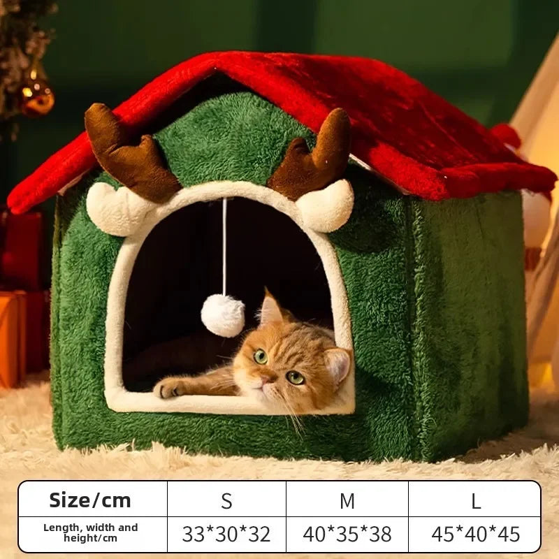 Foldable Christmas Cat House Bed