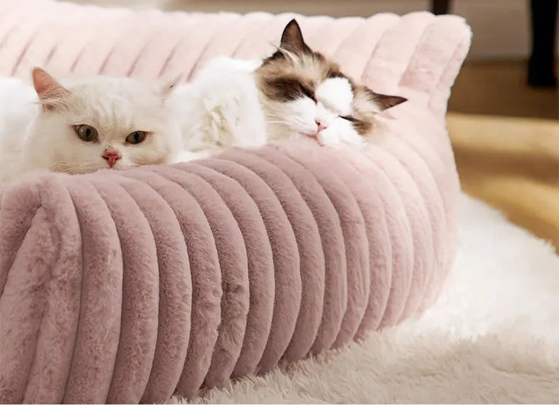 Letto per gatti in peluche a righe