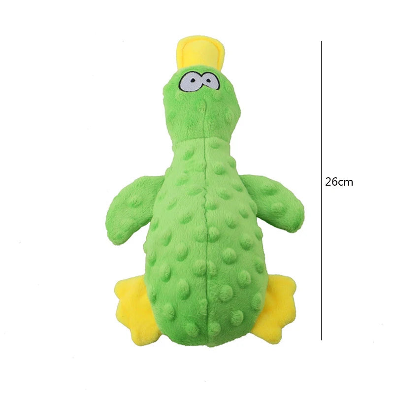 Giocattolo di peluche per cani a forma di anatra che squittisce
