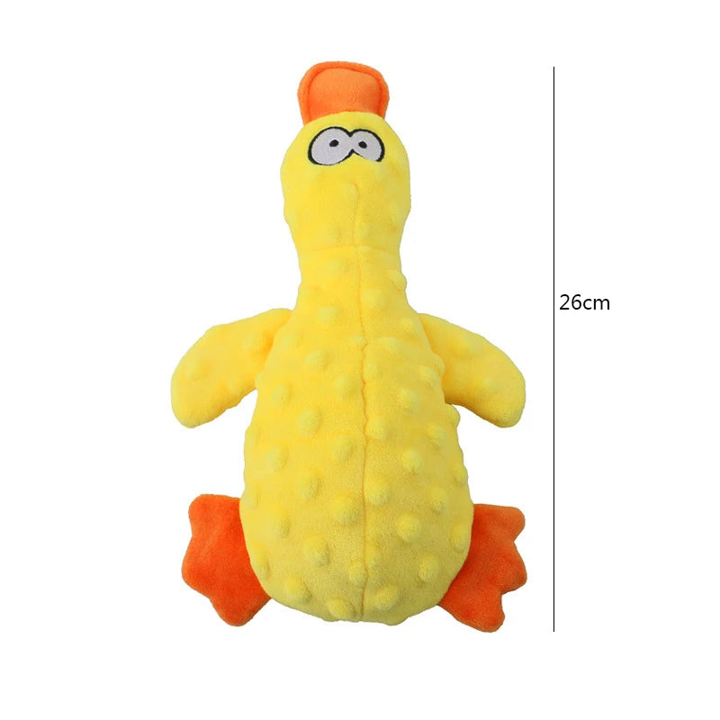 Giocattolo di peluche per cani a forma di anatra che squittisce