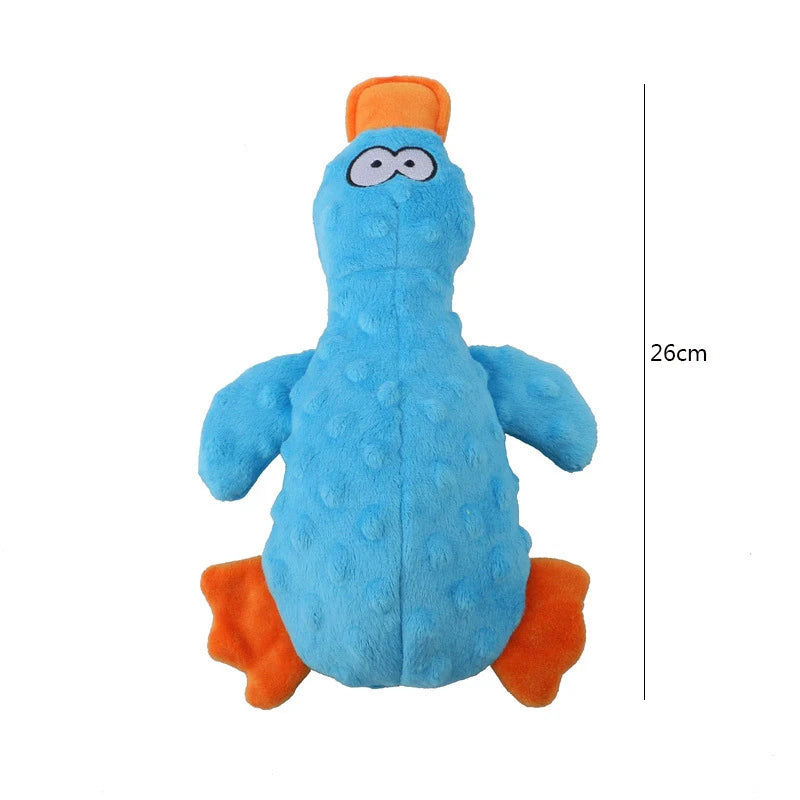 Giocattolo di peluche per cani a forma di anatra che squittisce