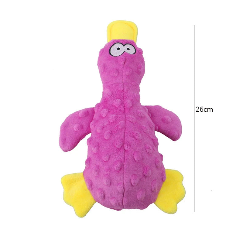 Giocattolo di peluche per cani a forma di anatra che squittisce