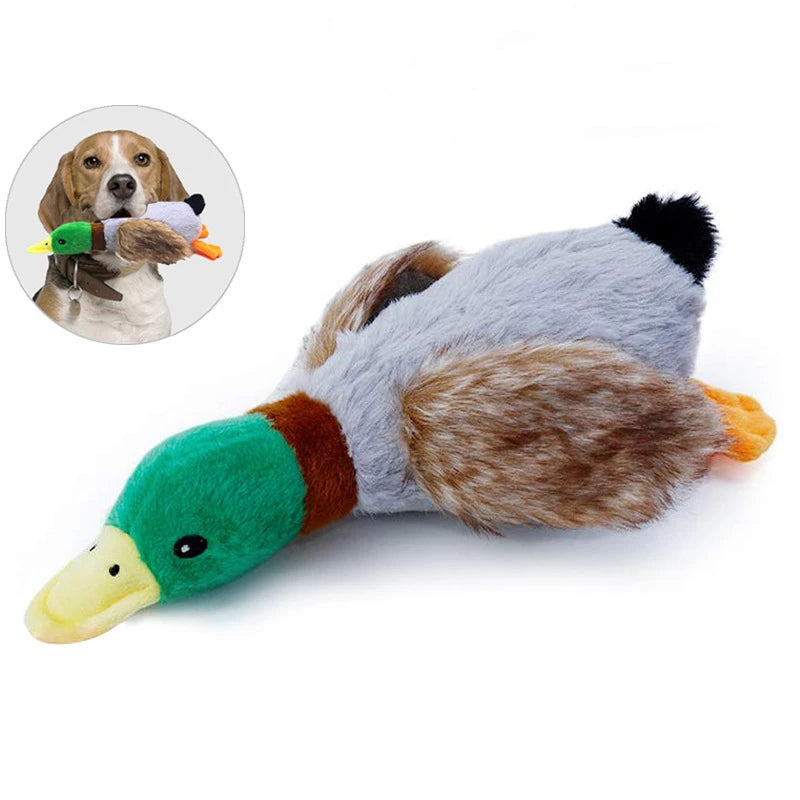 Giocattolo di peluche per cani a forma di anatra che squittisce
