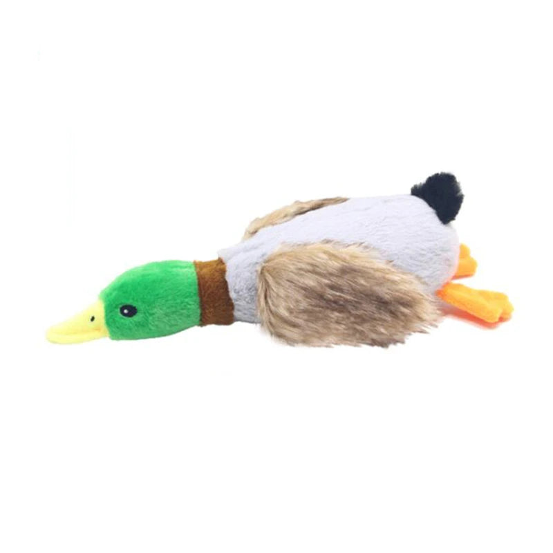 Giocattolo di peluche per cani a forma di anatra che squittisce