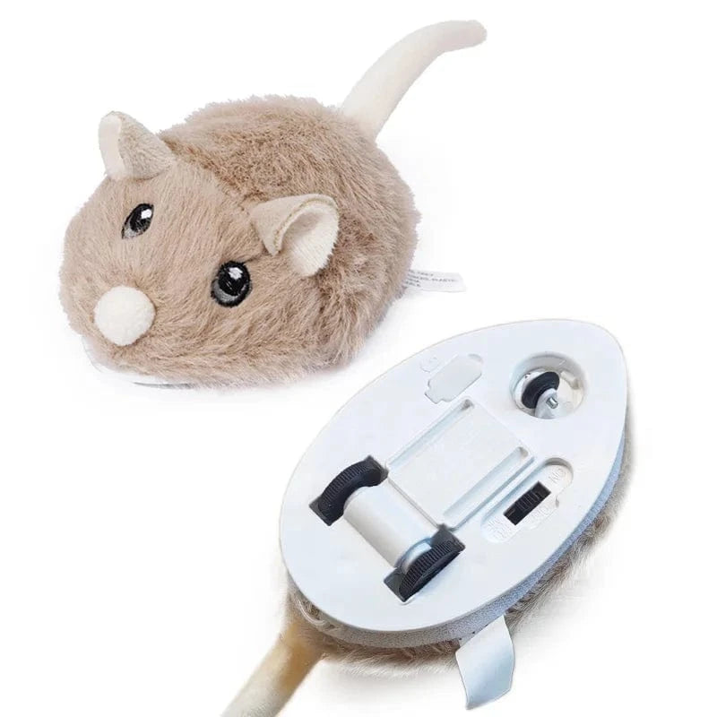 TechnuPet Smart Cat Toys Beige Mouse Fast-Moving Electric Plush Mouse