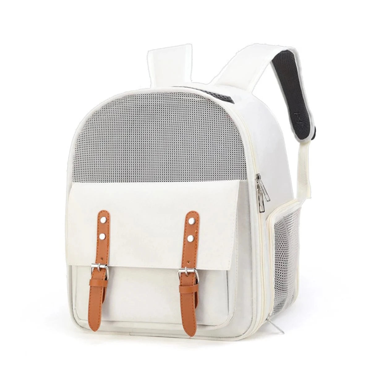 TechnuPet Pet Backpack White Portable Cat Carrier Backpack