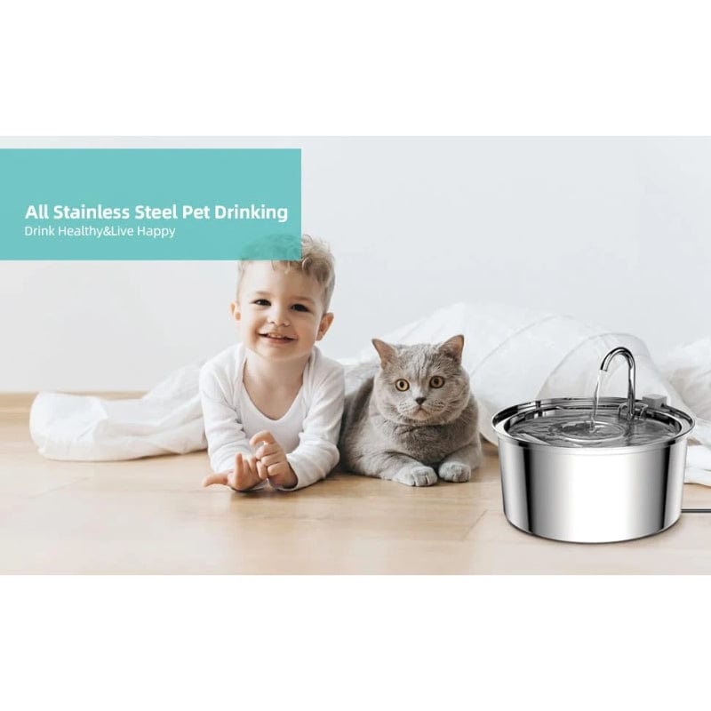 TechnuPet Dog Bowls Stainless Steel Cat Water Fountain