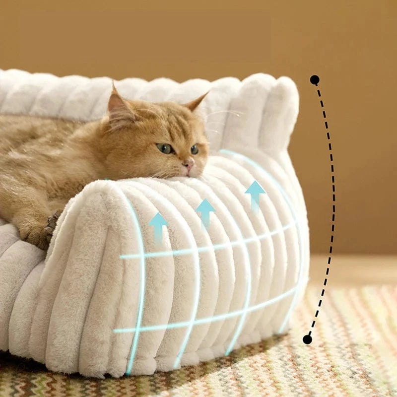TechnuPet Cat Bed Striped Plush Cat Bed