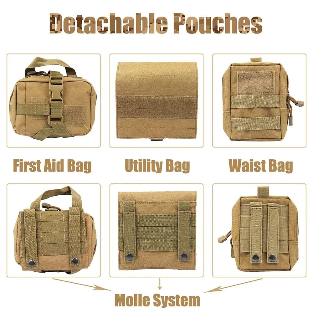 Tactical Large Dog Harness with Pouches