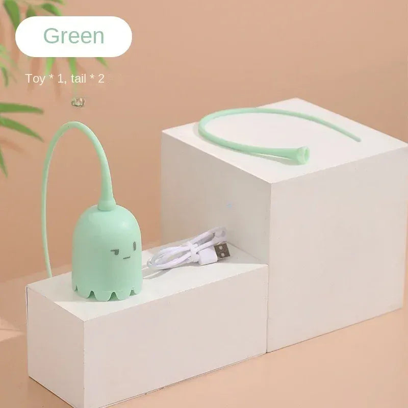 TechnuPet Cat Toys Green / XXXL USB Rolling Interactive Cat Ball with Mouse Tail & Teaser Stick