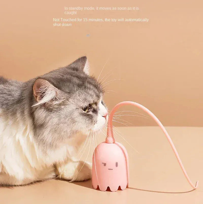 TechnuPet Cat Toys USB Rolling Interactive Cat Ball with Mouse Tail & Teaser Stick