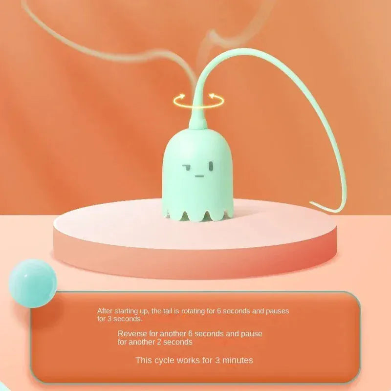 TechnuPet Cat Toys USB Rolling Interactive Cat Ball with Mouse Tail & Teaser Stick