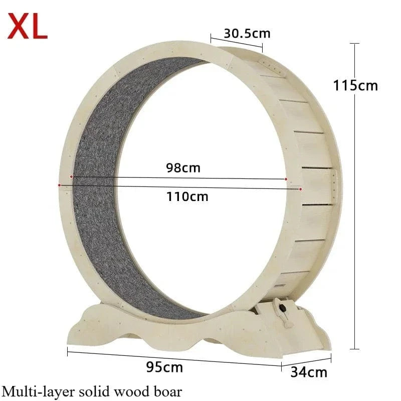 TechnuPet Smart Cat Toys Poland / Wood color - SM XL Wooden Cat Treadmill Exercise Roller